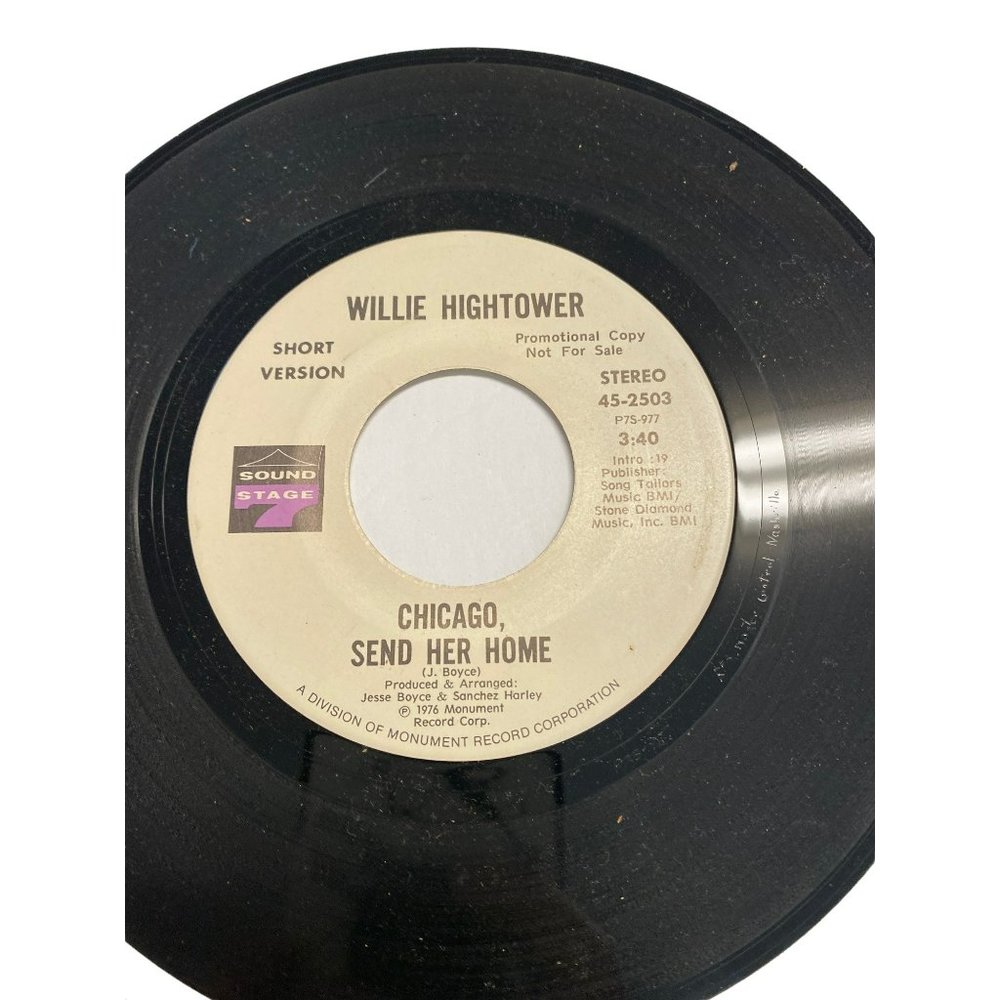 Vintage 7” vinyl record 45 RPM Willie Hightower Chicago send her home